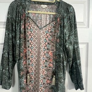 Stitch Fix Bohemian Patterned Blouse with Tassels